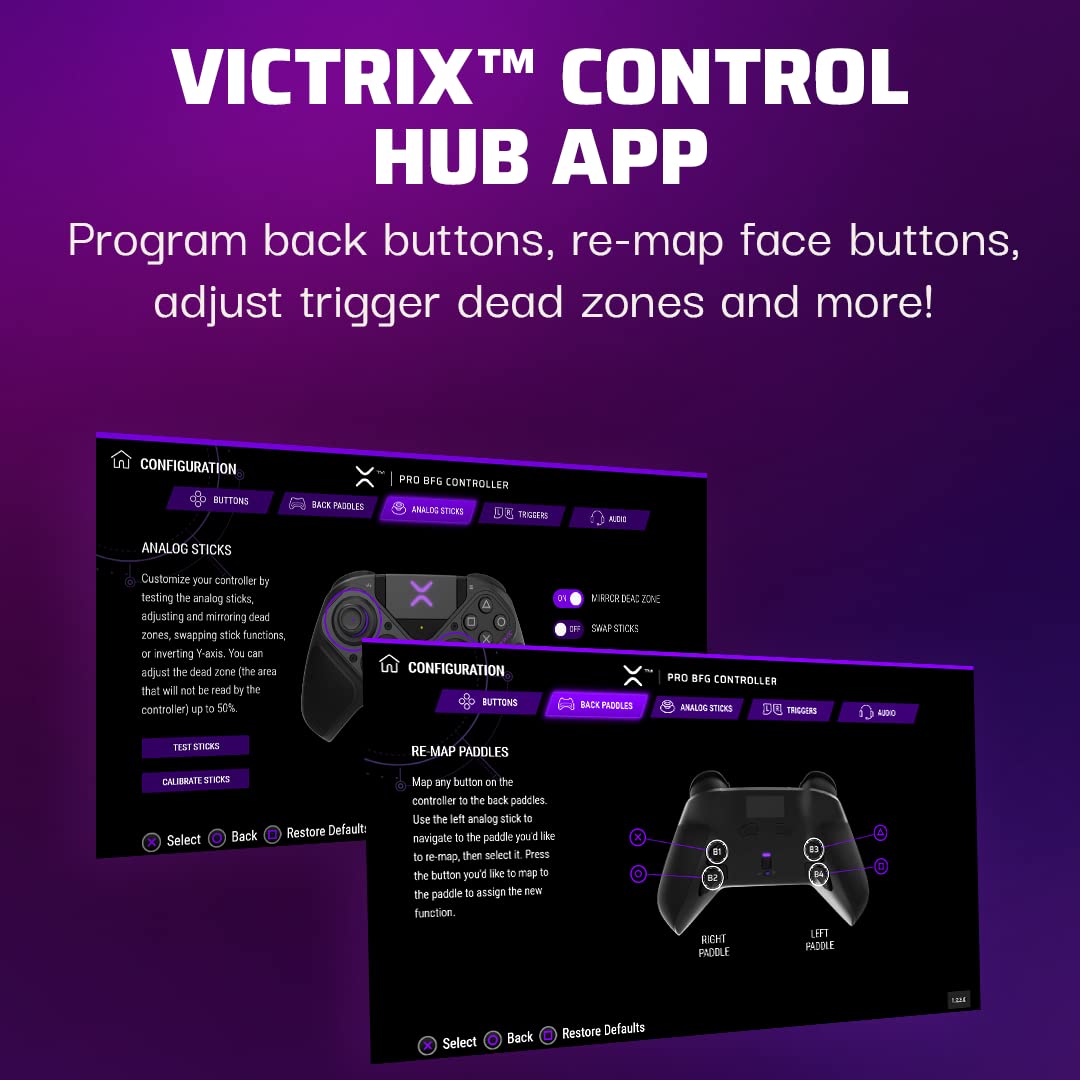 PDP Victrix Pro BFG Wireless Gaming Controller for Playstation 5 / PS5, PS4, PC, Modular Esports Gamepad, Remappable Buttons, Customizable Triggers/Paddles/D-Pad/Fightpad, PC App, Black