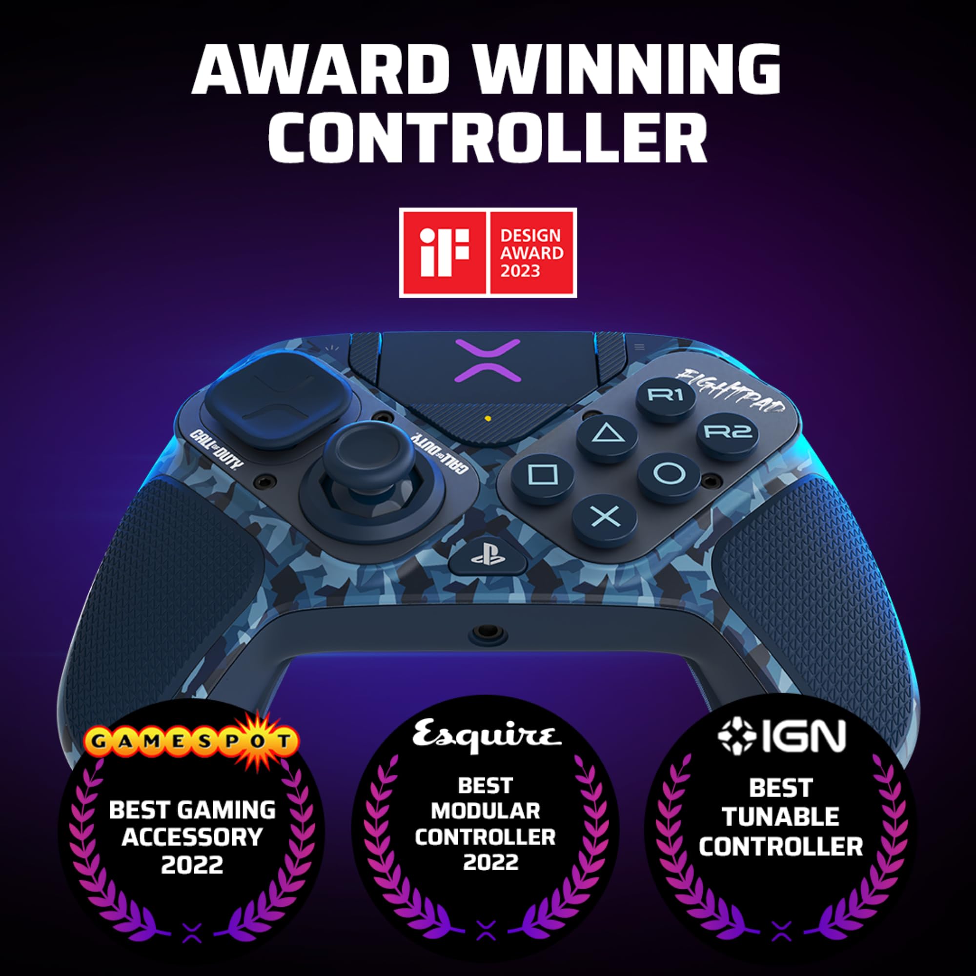 PDP Victrix Pro BFG Wireless Controller for PS4/PS5/PC, Sony 3D Audio, Modular Back Buttons/Clutch Triggers/Joystick, Call of Duty Midnight Mask