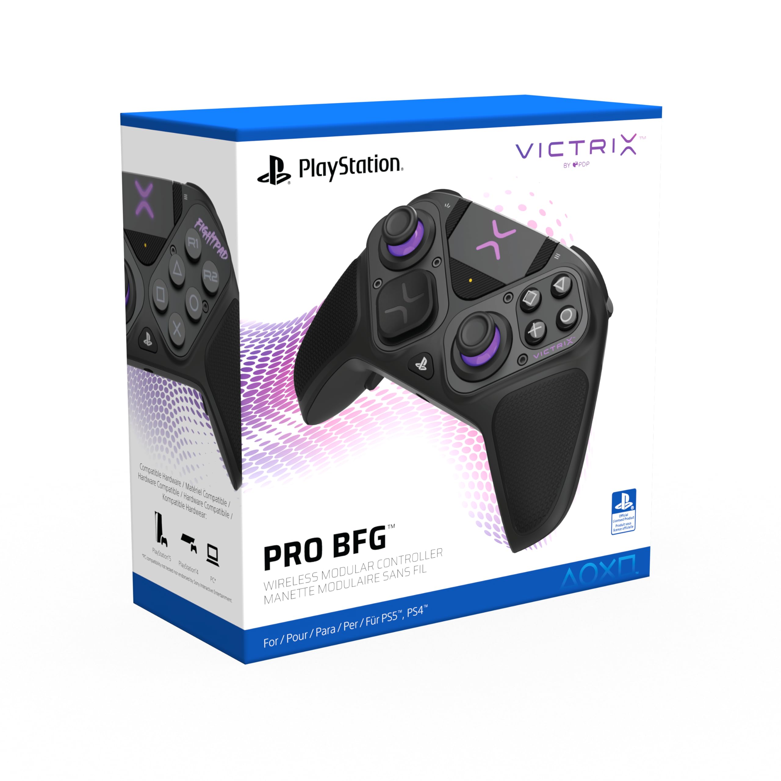 PDP Victrix Pro BFG Wireless Gaming Controller for Playstation 5 / PS5, PS4, PC, Modular Esports Gamepad, Remappable Buttons, Customizable Triggers/Paddles/D-Pad/Fightpad, PC App, Black